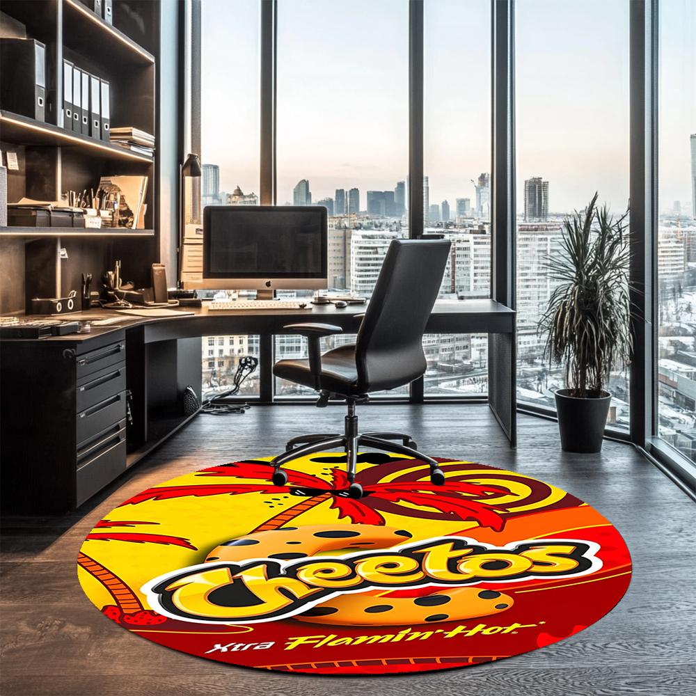 Cheetos Printed Round Rug Carpet Chair Rug Area Rug Entryway Doormats,for Office Chair Living Room Bedroom Kitchen Room.