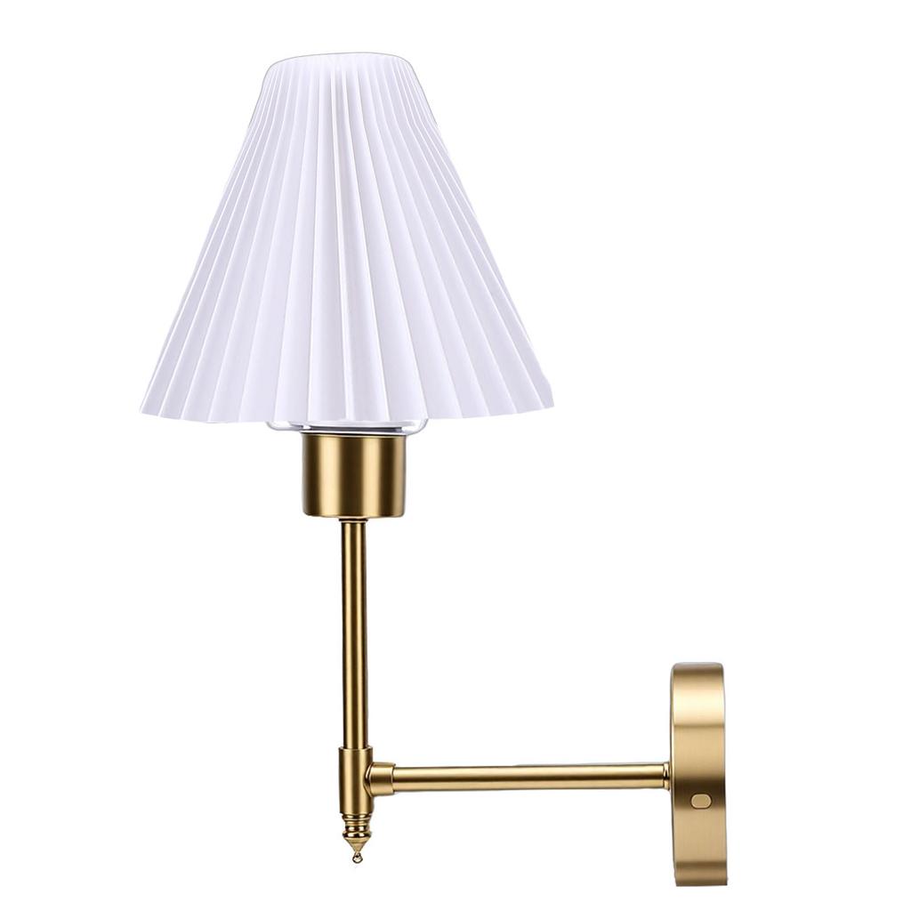 Gold Fabric Lampshade Nordic   Modern Rechargeable Cordless Wall Lamp for Bedroom Living Room