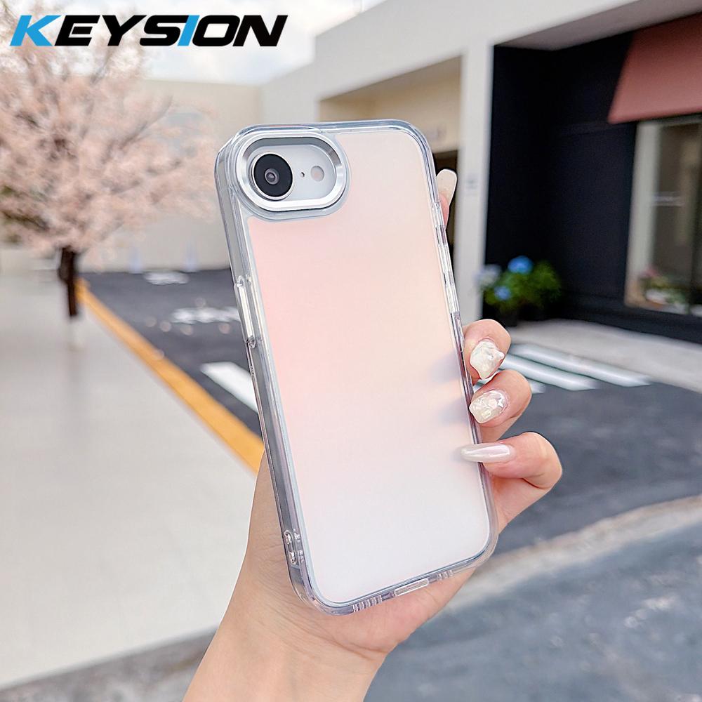 KEYSION Fashion Laser Gradient Colorful Phone Case for iPhone 17e 16e Soft TPU+PC Shockproof Back Cover for iPhone 16e 17e 2026