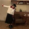 2025 Color Block Red Peter Pan Collar Knit Cardigan for Women