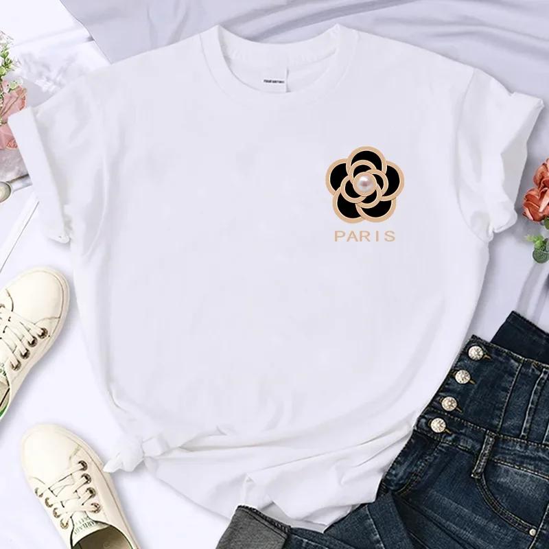 Luxury Brand Flower For Women's High-Quality Summer Printing T-shirt 100% Cotton Casual Oversized Y2k Personality Sleeve O-neck Unisex