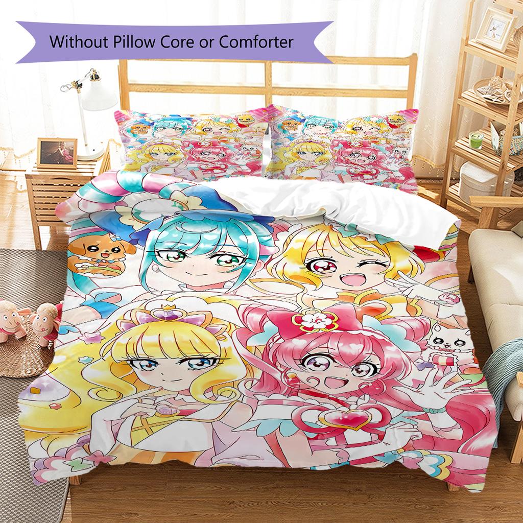 WonderfulPrecur,Winx Club Pattern Bedding,Quilt Set Quilt Cover Pillowcase Home Birthday Gift (1 * Duvet Cover + 2 * Pillowcase, Without Core)