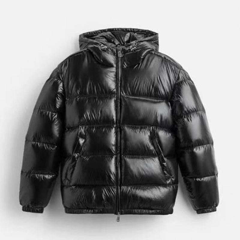 Men's Winter Fashion Solid Color Quilted Patchwork Hooded Cotton Clothes, Casual Loose Warm Zipper Cotton-padded Clothes