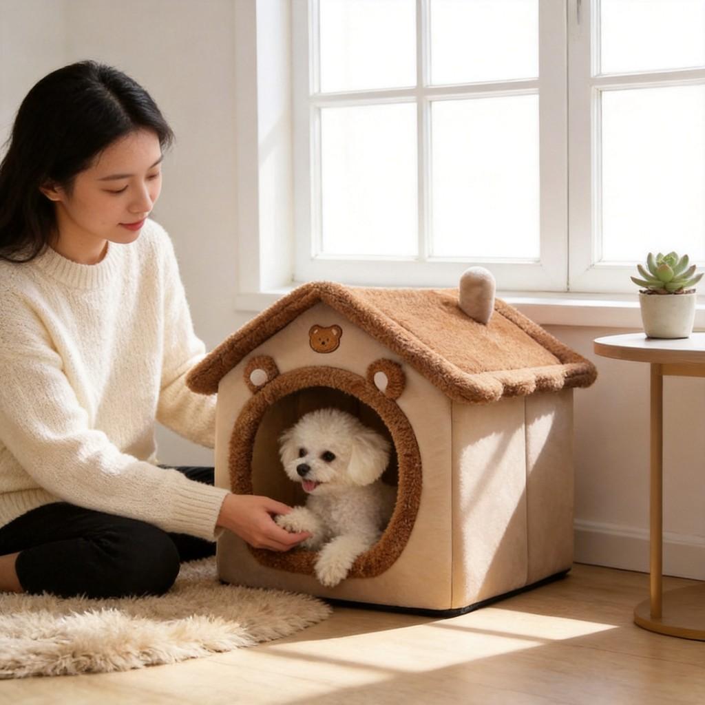 Pet House Cat Nest With Removable Cushion For Indoor Outdoor Use