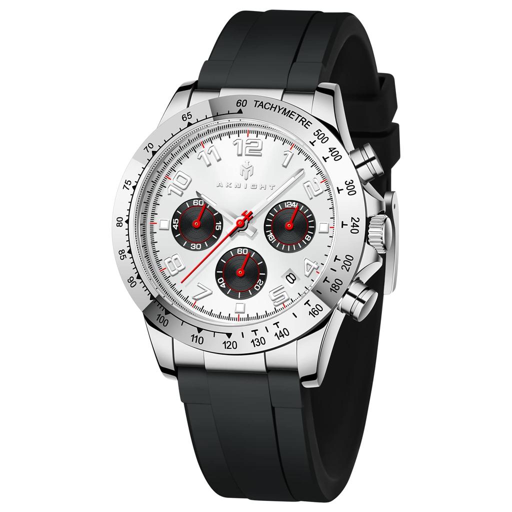 AKNIGHT Watch Módní Populární Quartzový Měkký Silikonový Řemínek Chronograf Snadno Čitelný Luminiscenční Analogové Náramkové Hodinky Vodotěsné Hodinky s Datumem pro Muže Japonské
