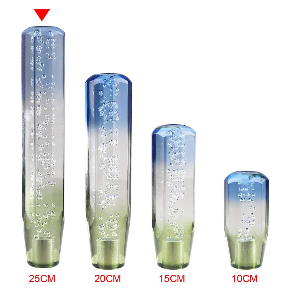 ADPOW Universal Crystal Shift Knob Bubble Octagonal 250mm and Refreshing with Bubbles Includes 3 Adapters White - Sparkling, Transparent, - (Blue + +