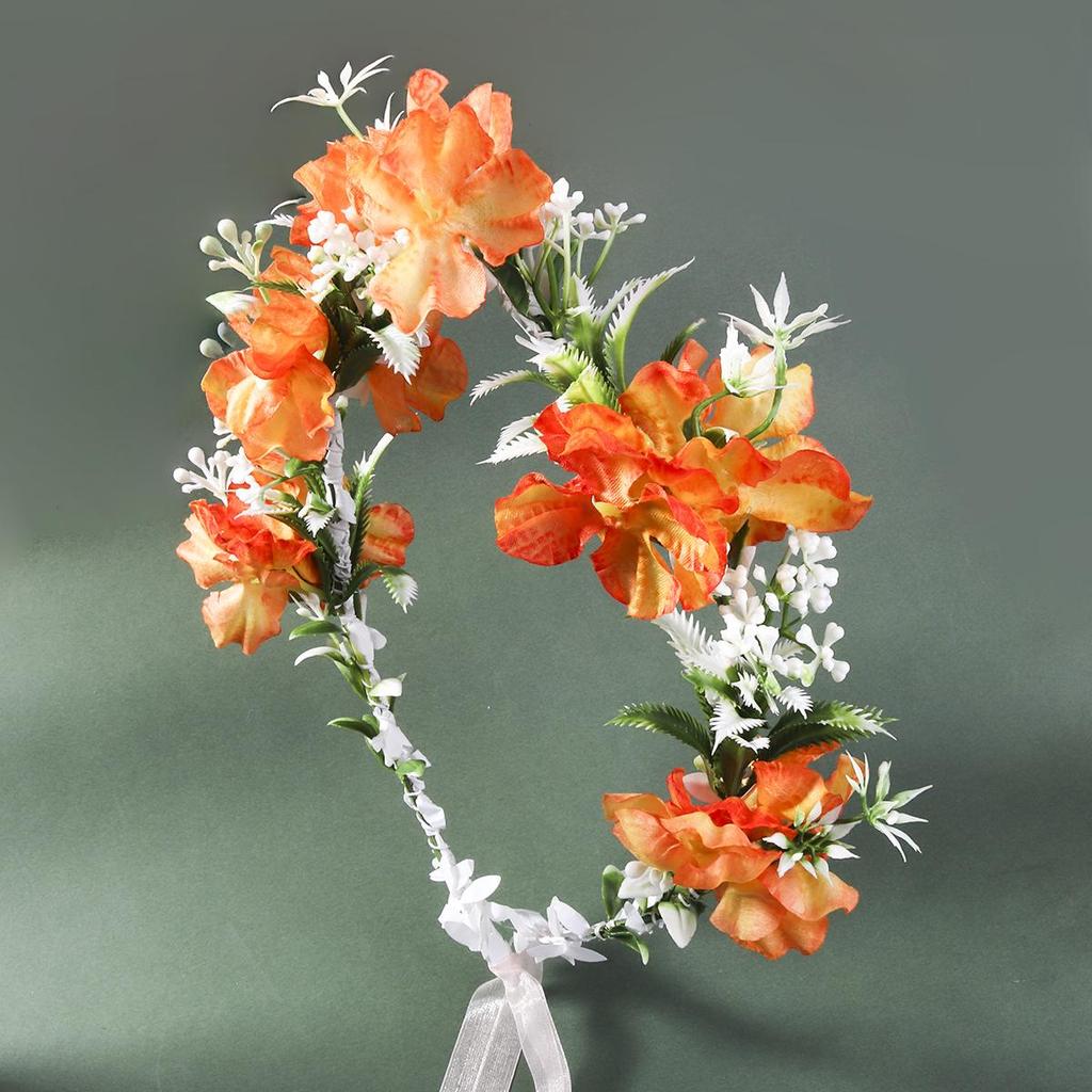 Floral Fabric Wreath Headband for Bridal & Beach Photography