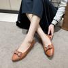 Korean Spring and Summer Fashion Women's Shoes Bowknot Bean Shallow Mouth Pointed Toe Low Heel Flat Bottom Rhinestone Single Shoes