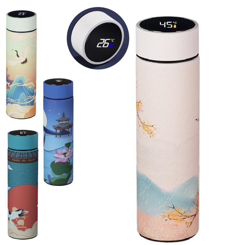 Kreative LED-Anzeige Temperatur Edelstahl Vakuumflasche 500ml