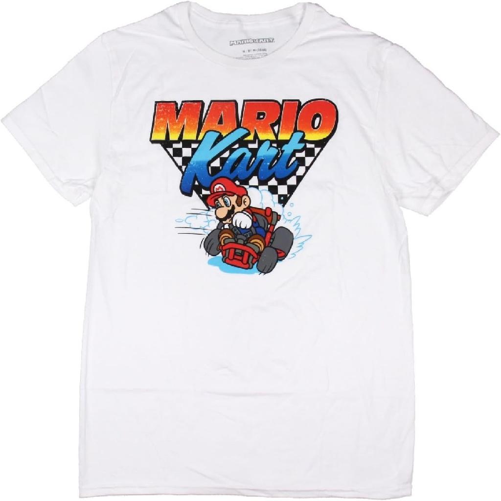 Nintendo Super Mario Men's Mario Kart Team Driver Checkered Flag T-Shirt(1)