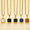 Titanium Steel Geometric Pendant Necklace Men Women Hypoallergenic Fashion Jewelry With Turquoise Accent
