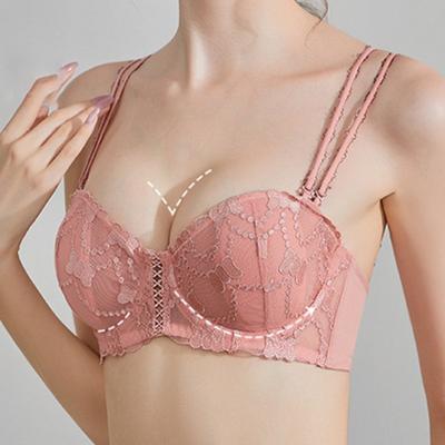 Underwear Female Summer Thin Section of Soft Steel Ring Back Bra Collect Vice Breasts Gathered Bra