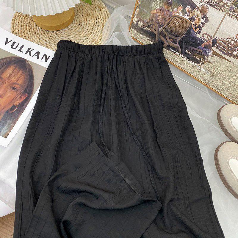 

Женские брюки с драпировкой и широкими штанинами на весну и лето. Тонкие свободные узкие прямые брюки в корейском стиле с завязками на резинке и высокой талией. Женские брюки Yamamoto. XXXL