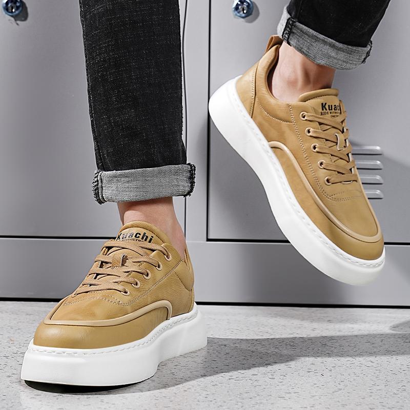 Mens Shoes Lace Up Flats Casual Platform Leather Fashion Sneakers Outdoor Driving Tennis Luxury Trainers Leather Shoes Men
