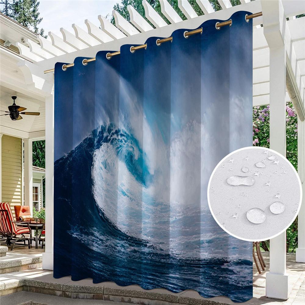Perdea impermeabilă de exterior cu imprimare digitală peisaj Draperie Ușă glisantă Foyer Pergola Verandă Dimensiuni Perdele fabricate din poliester