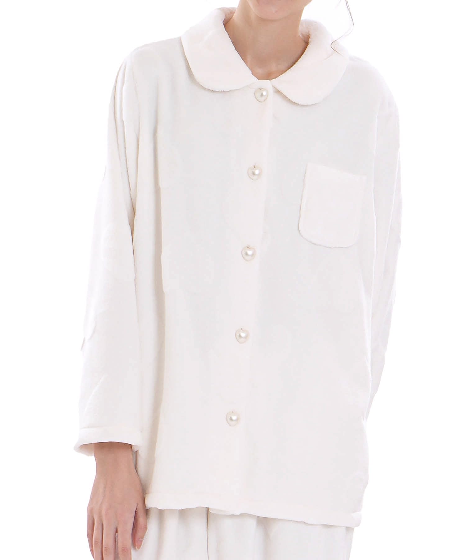 

Shiny Snow Embossed Heart Shirt Pajamas белый