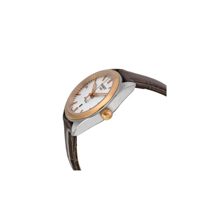 TISSOT PR100 Collection Quartz Movement Women's Watch 33mm White Dial Stainless Steel Case Leather Strap T101.210.26.036.00