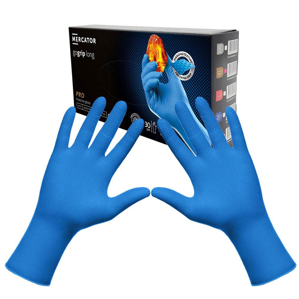 Nitrile Gloves Blue Mercator Gogrip Long 50 Pcs