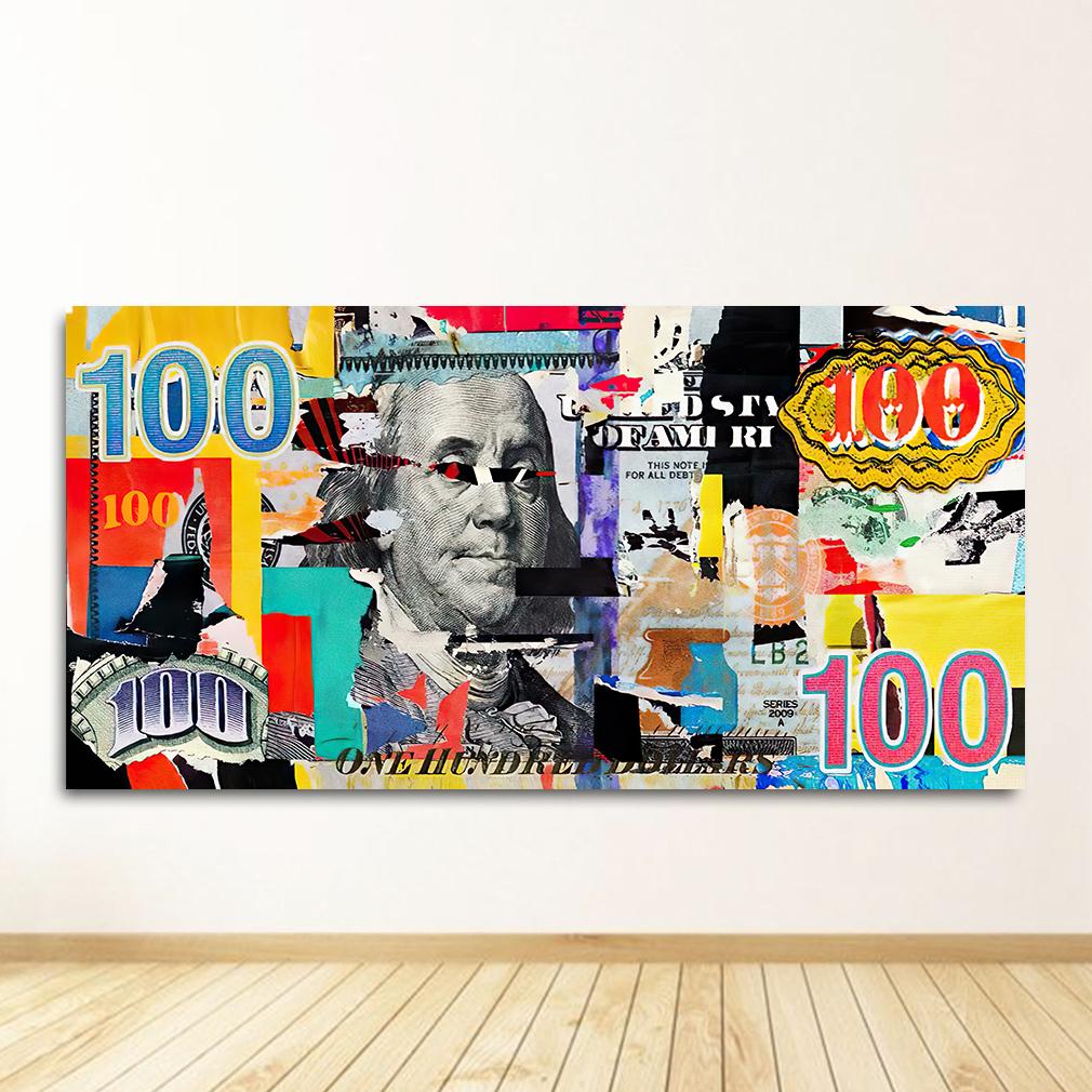 Wall Art Gold Modern Popular Colorful Hundred Money Canvas Painting Quadro Street Abstract Poster Picture Home Decor