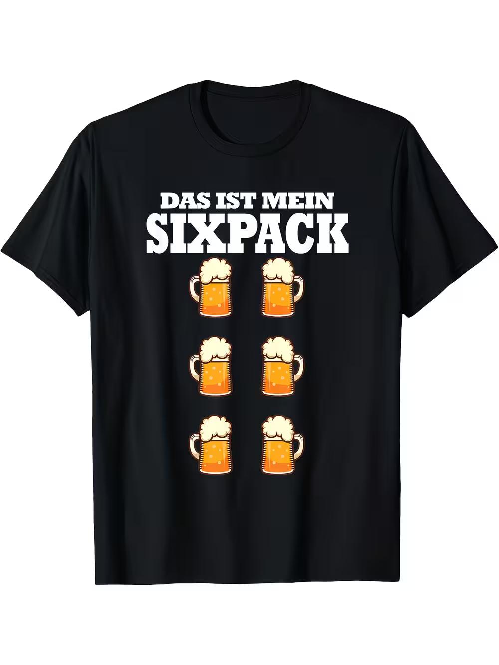 Men s Funny Beer Six-Pack Graphic T-Shirt - German  Das ist mein Six-Pack  & Beer Mug Design M