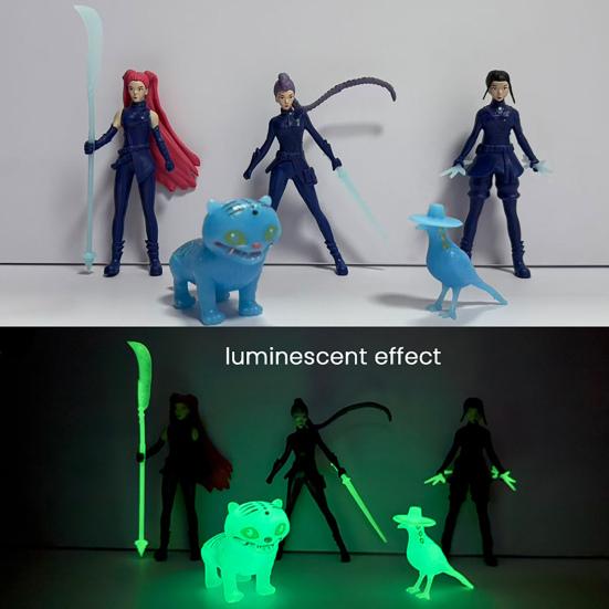 5/6/8Pcs Kpop Hunter Figure Cake Topper Animated Movie Inspired Cartoon Character Figurine Statue Collectible Model Home Office Desktop Decoration