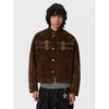 Blaexit Early Autumn Maillard Brown Suede Patchwork Jacket Men's Short Harrington Stand Collar Work Jacket