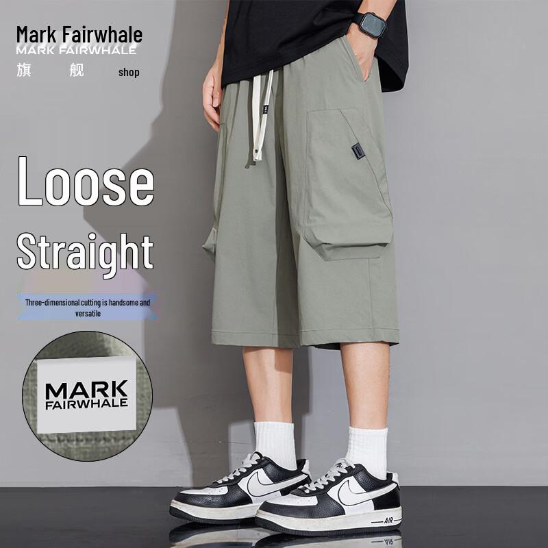 MARK FAIRWHALE Men s Summer Drawstring Cargo Shorts L