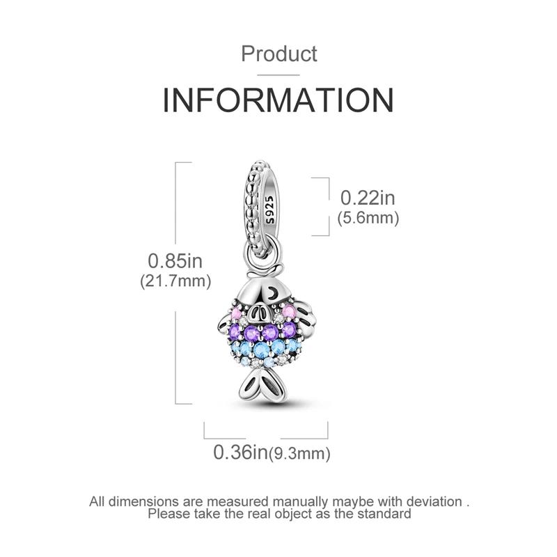 Copper Plated Cute Colorful Zircon Little Fish Pendants Fit Charms Plataoriginal Bracelet Beads Women Jewellery Making