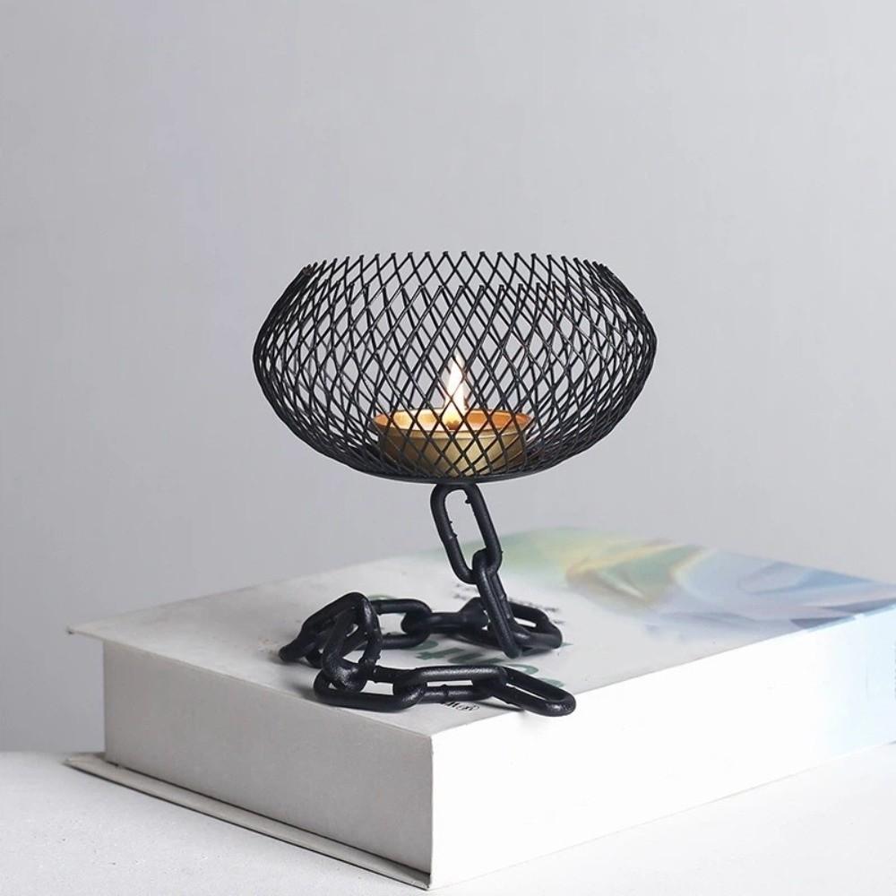 High Temperature Resistant Chain Candle Holder Metal Candles Stand Cage Candelabra  Dining Room