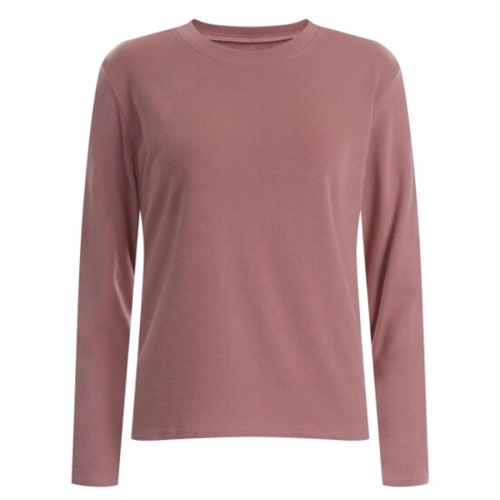 Shop Women Plain Round Span Long Sleeve T shirT Pink Dai Wsh 12094