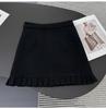 Plus Size Gray Wool Pleated Lace Skirt with Ruffle Hem - High Waist Bodycon for Autumn/Winter