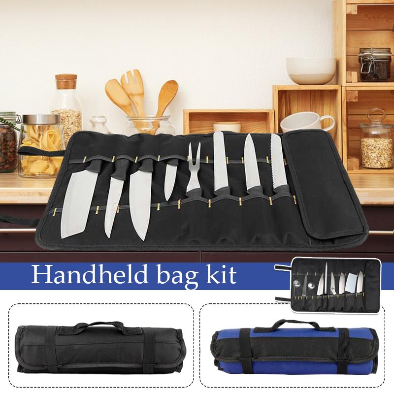 Chef Knife Bag Roll Bag Carry Case Bag Canvas Kitchen Knife Storage Bag Cooking Portable Durable Organizer Storage Pockets