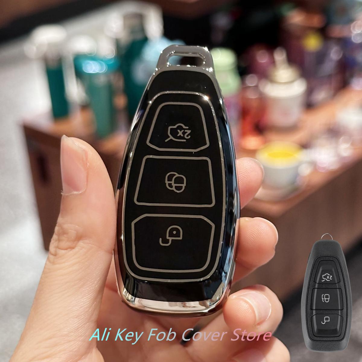 

Чехол для автомобильного ключа с брелком для Ford Fiesta IV Focus III Galaxy Fusion Mondeo IV B-Max C-Max II S-Max Kuga II Ecosport и т. д. чёрный