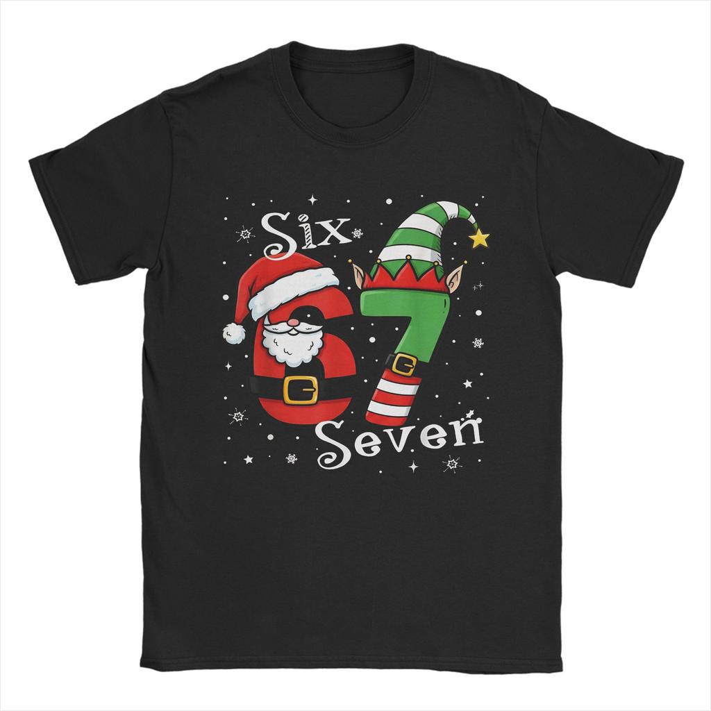 Men Women Graphic Printing Santa 67 Christmas 6 7 Meme Gen Alpha Meme Six Seven T Shirt Tee 100% Cotton T-shirts Clothing