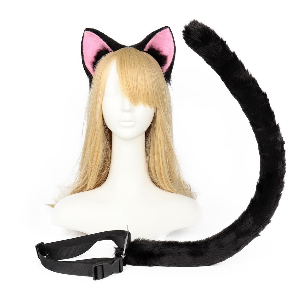 Simulated animal ears, Sakura-chan the black cat cos Cat ears and tail set cosplay beast tail lolita Headdress
