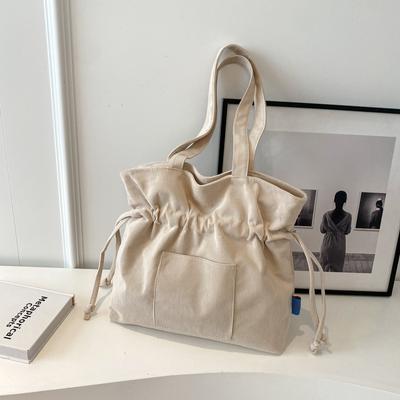 Bolsa tote grande com cordão para mulheres, nova, nicho, versátil, bolsa de axila, bolsa para aula de estudante, bolsa de ombro