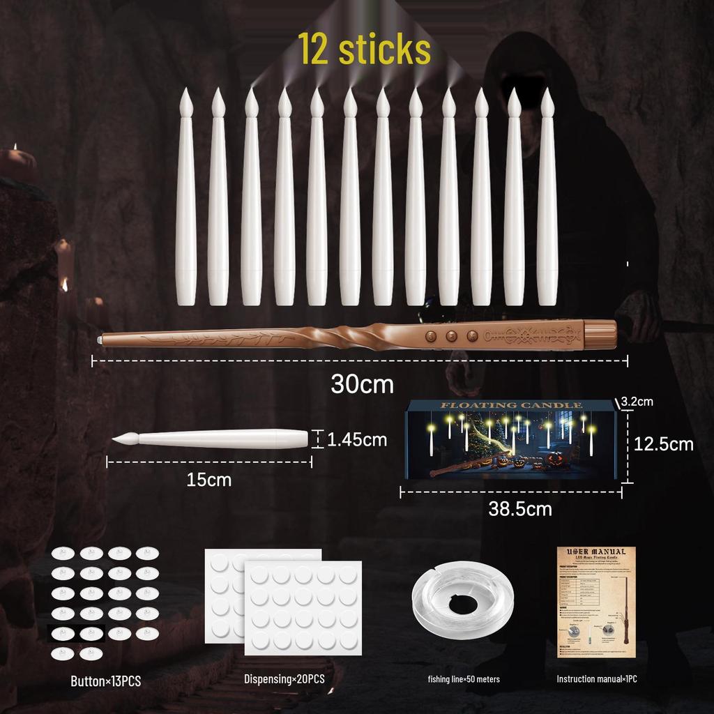 Floating LED Christmas Candle Lights for Tree and Magic Wand Decorations