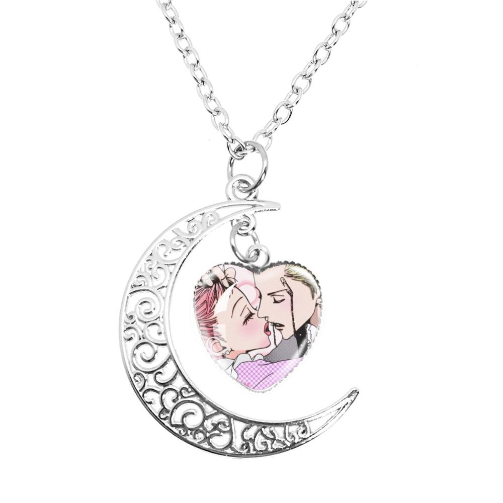 Anime Paradise Kiss Yukari Hayasaka Miwako Sakurada The Moon Necklace Glass Heart Shape Pendant Necklace Jewelry Charm Fans Gift