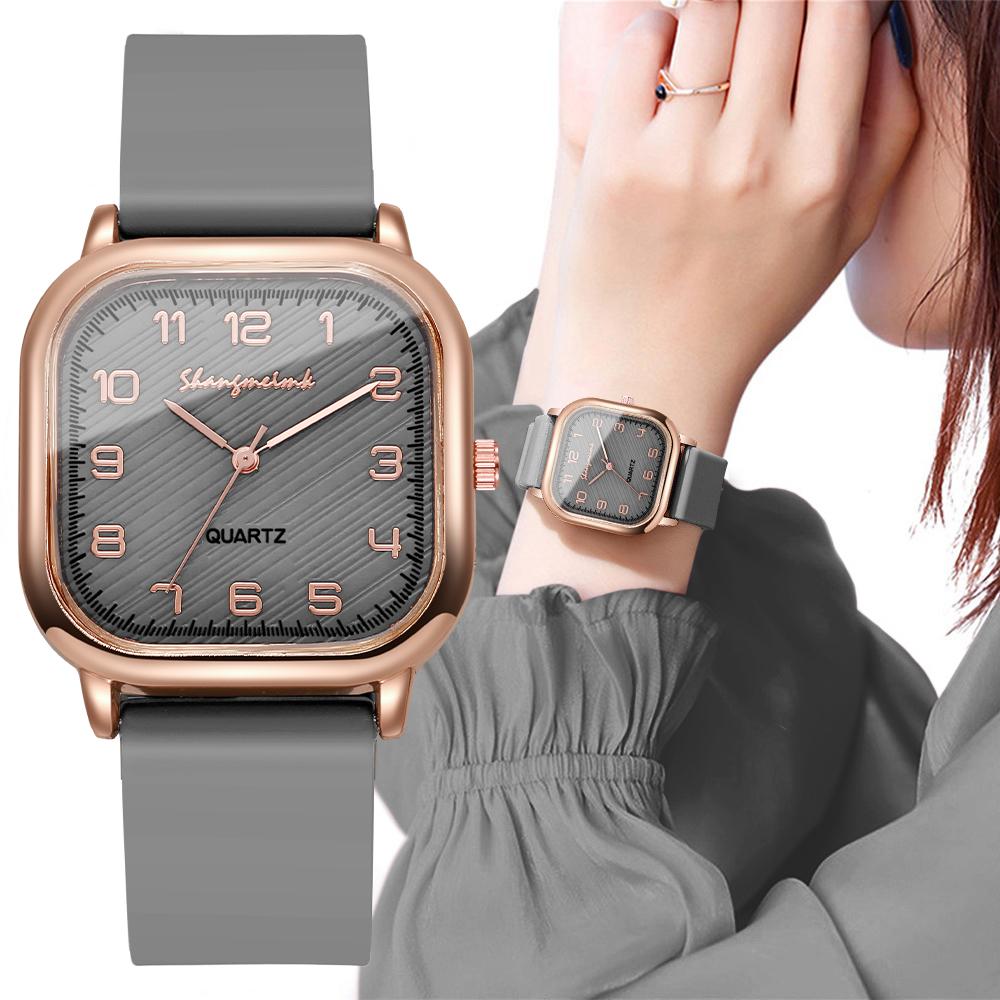 Women Square Watches Casual Silicone Strap Quartz Watch for Girls Clock