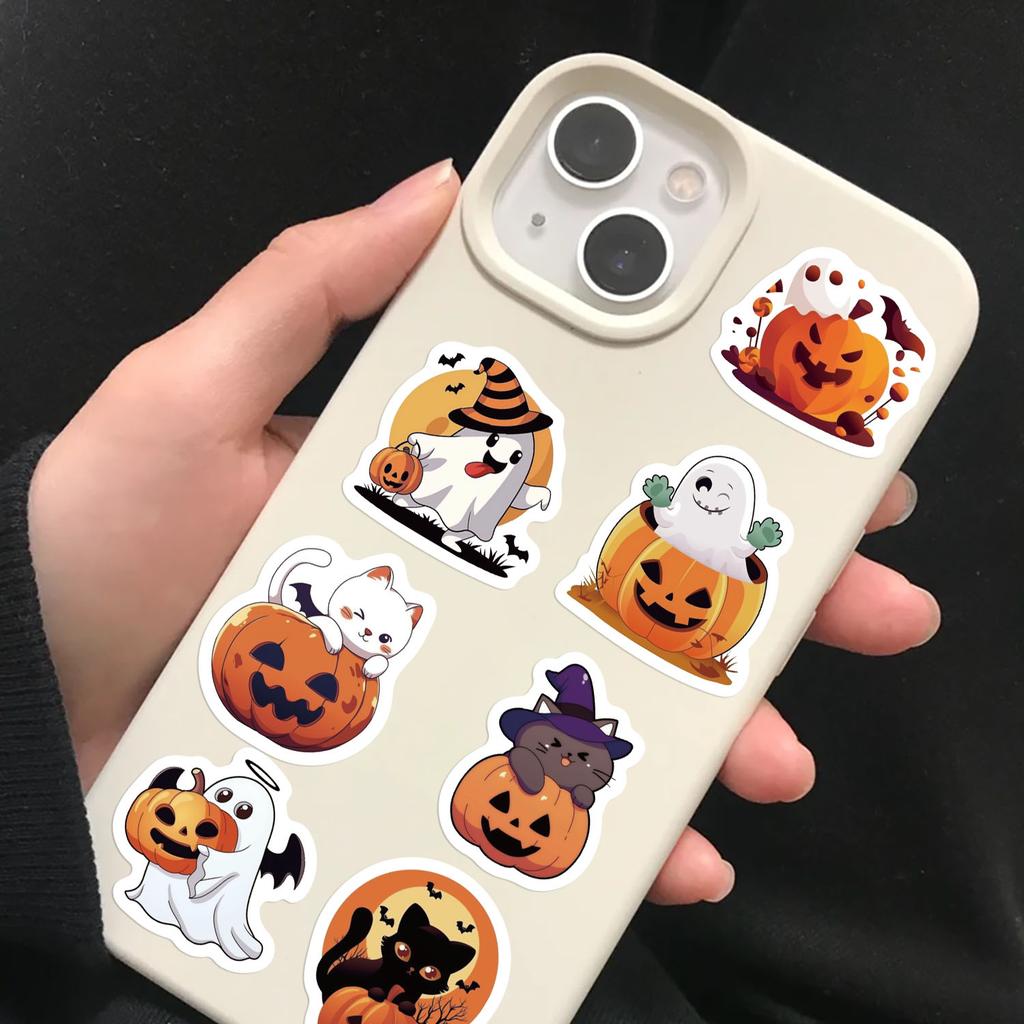 500Pcs Cartoon Festival Halloween Cute Ghost Pumpkin Roll Stickers Decoration Skateboarding Laptop Car Diy Stickers Waterproof