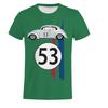 Beetle 53 Number Men's T-shirt, Herbie Car Short Sleeve Simple T-shirts, Rally Car T-shirts, Men's 3D Printed Black T-shirt