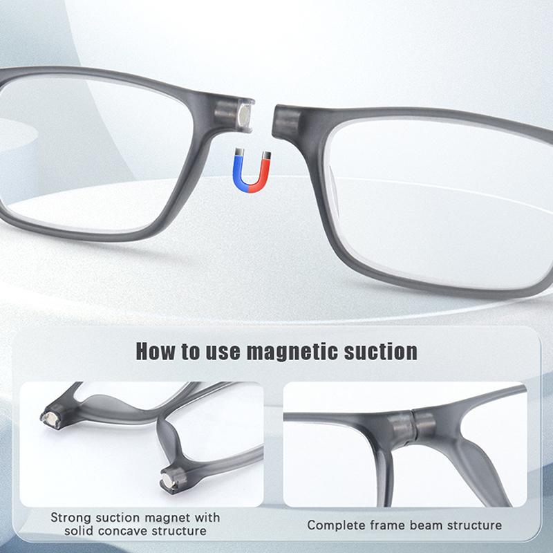 New Folding Neck Hanging Presbyopia Glasses Hd Resin Fashion Magic Magnet Presbyopia Glasses Presbyopic Eyeglasses