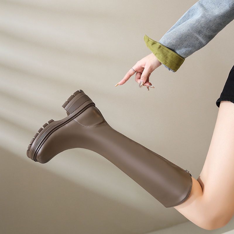 Small thick-soled boots for women's 2025 autumn new models, but knee-high knight boots, boots for women's autumn and winter boots