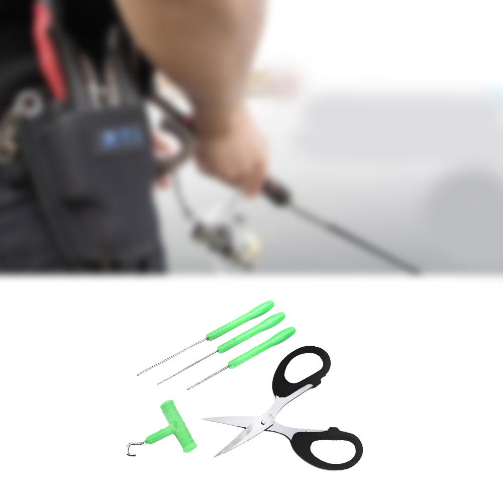 Fishing Baiting Rig Tool Set Bait Needle T Handle Knot Puller and Scissor Tackle Rigging Tool