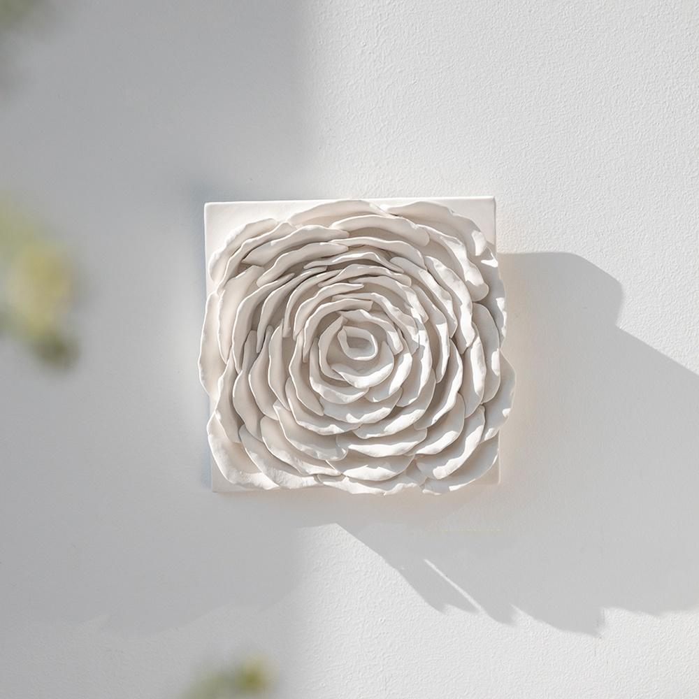 Wall Decoration Wall Hanging Ceramic Handmade Three-dimensional Rose Artificial Flower Porcelain Painting Picture Frame