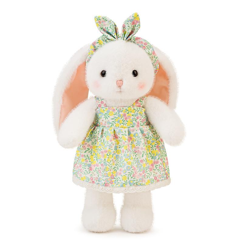 

Rabbit Floral Skirt With Bowknot Headband Doll Animal Plush Toys Gifts Kids 35cm зелёный