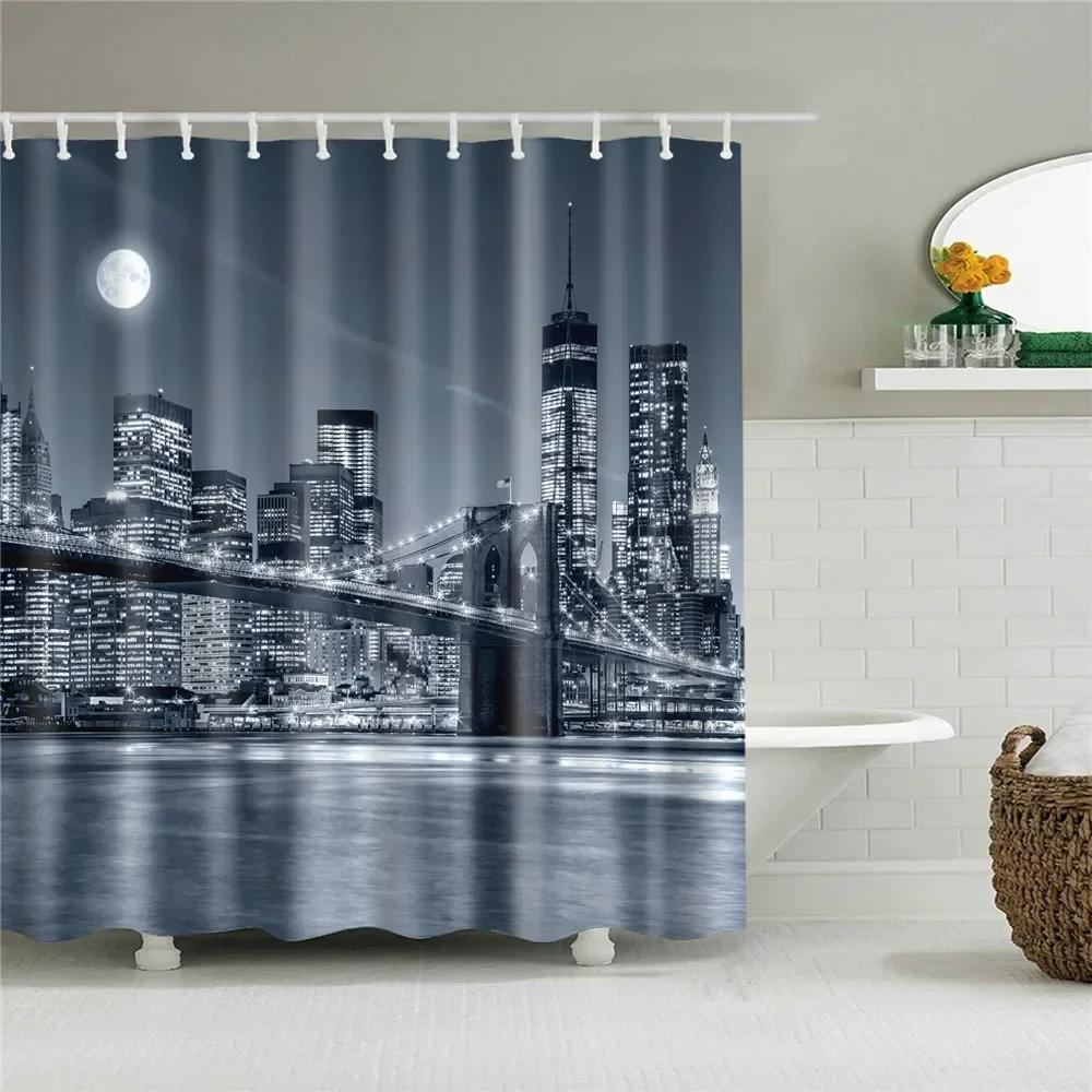 Paris Eiffeltornet Tryck Badrum Duschdraperi Vattentät Badrumsinredning Gardiner Bergskog Badrumsgardin Med Krokar