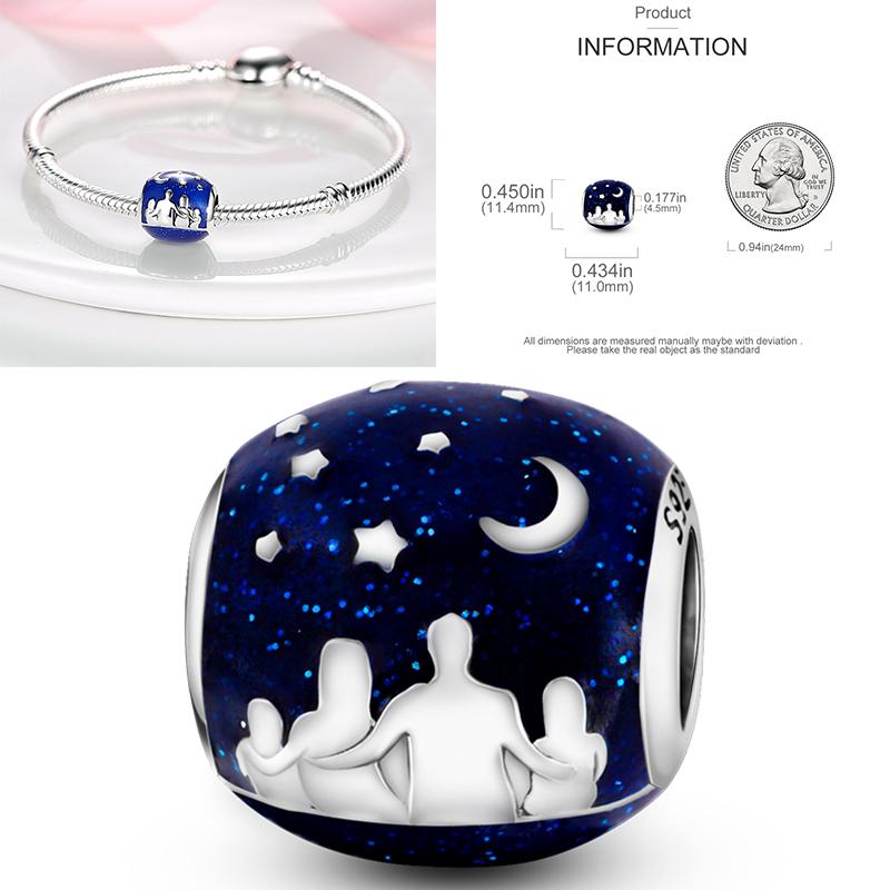 Charms Bead Copper Starlit Sky Moon Sun Earth Universe Charm Fit Bangle Bracelet Necklace Diy Jewelry