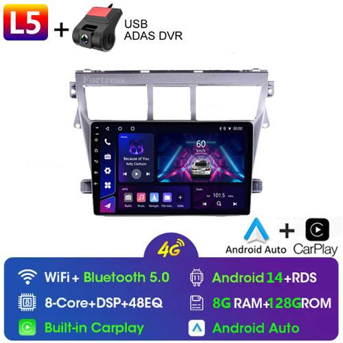 Android Auto Wireless CarPlay For Toyota Vios Yaris 2007 - 2012 Car Radio 2 Din BT Navigation GPS Multimedia Player Stereo