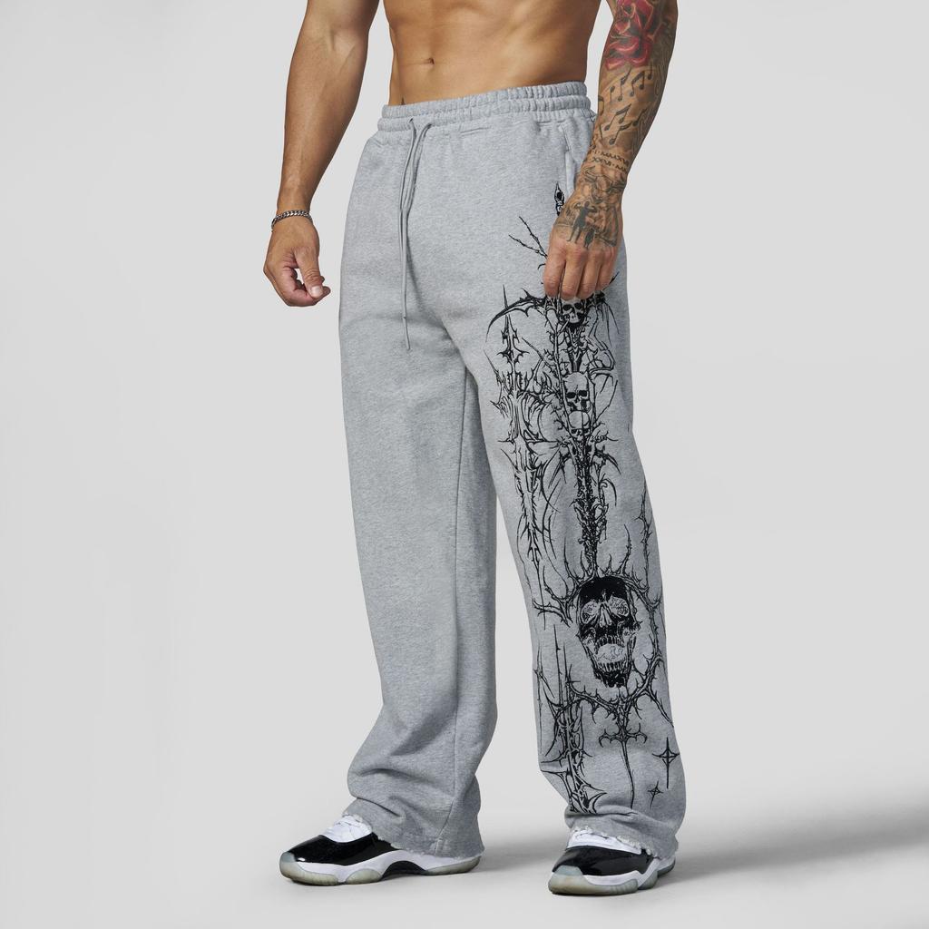 Nouveau Pantalon Décontracté en Coton pour Homme, Coupe Ample, pour l'Extérieur, la Course à Pied et l'Entraînement, avec Grand Imprimé